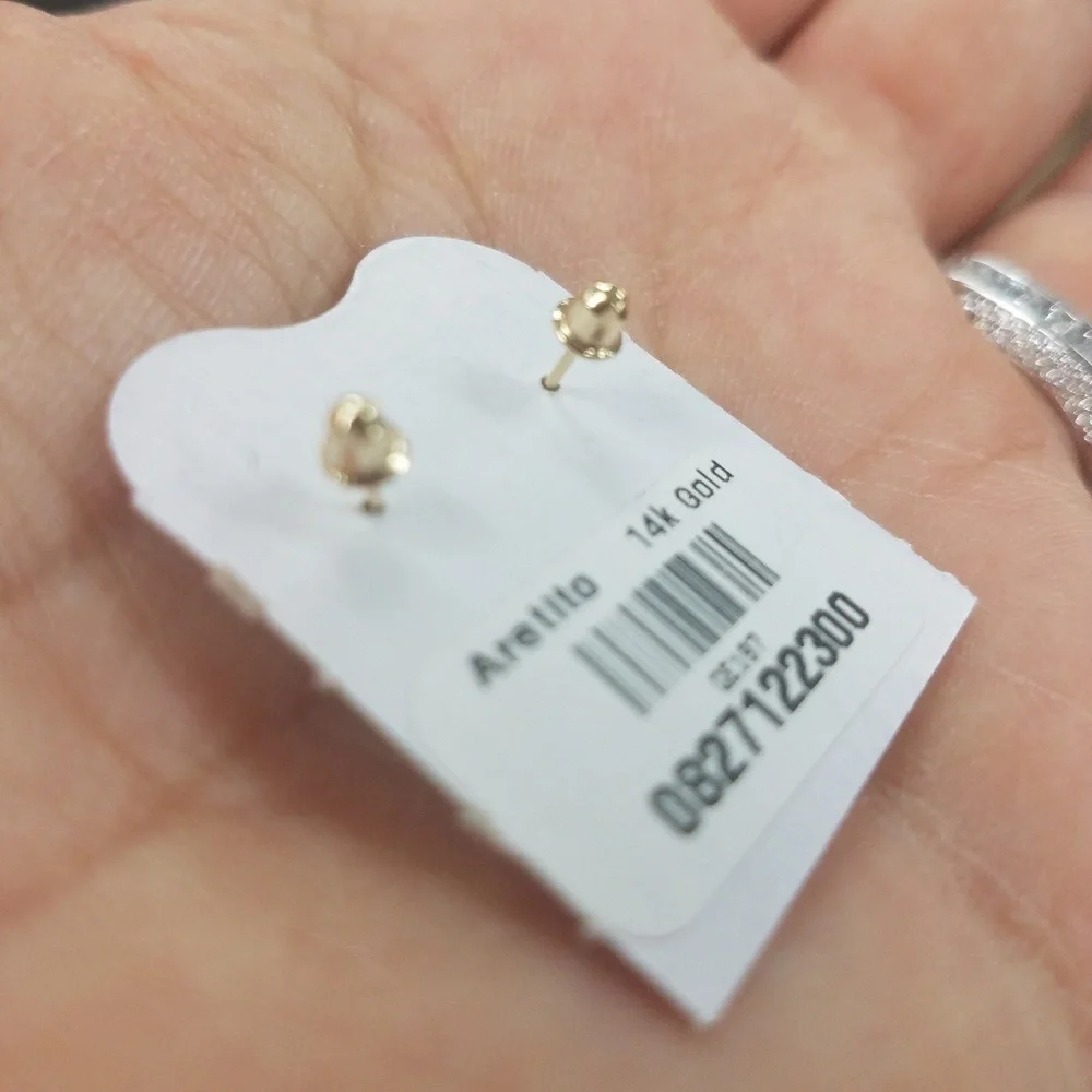 New 14k solid yellow Gold Butterfly Pink CZ Earrings